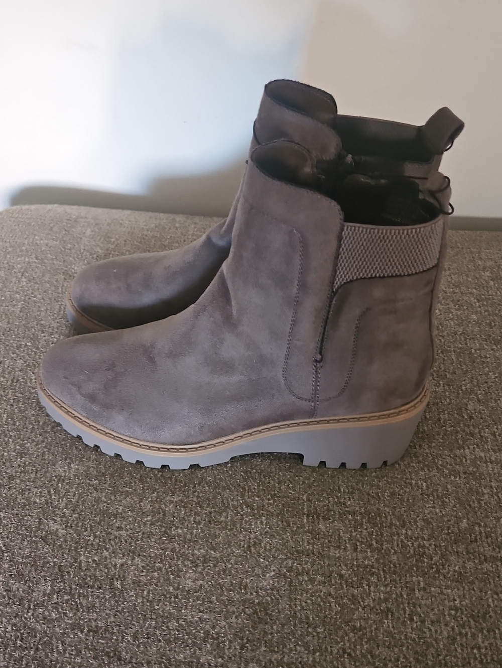 Maurices Gray Suede Wedge Ankle Boots